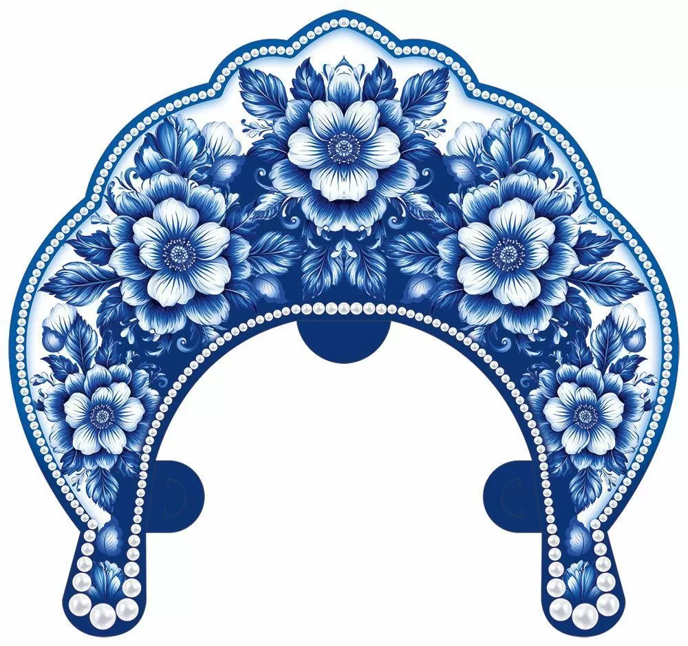 Кокошник « Синий орнамент»